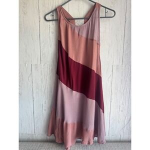 Free People Mauve Colorblock Mini Dress Sleeveless Open Back Boho Gauze S